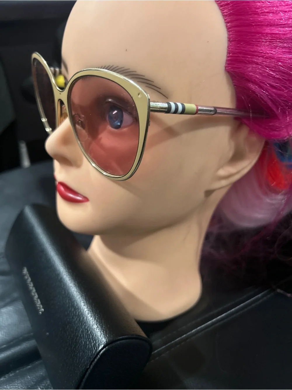 Burberry Gold Frame Sunglasses with Pink Gradient Lenses